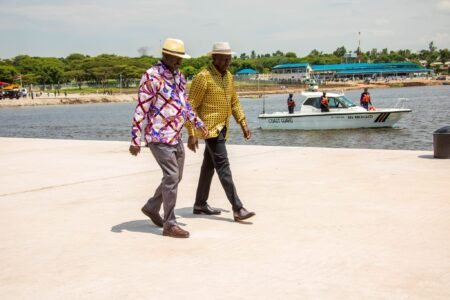 Raila Odinga with President Ruto on Lake Victoria.