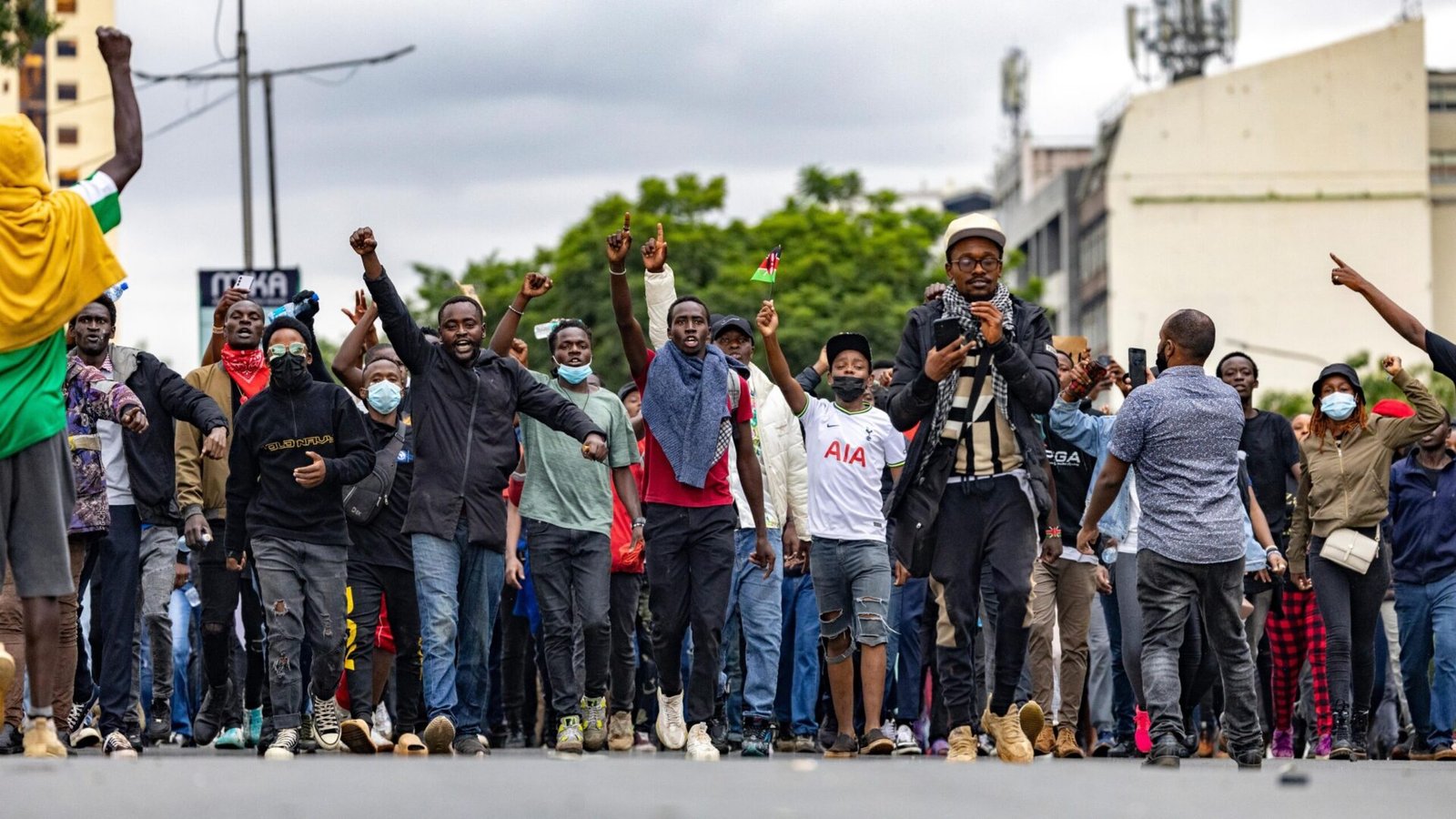 Gen Z protesters play football along Thika Superhighway amid nationwide demos