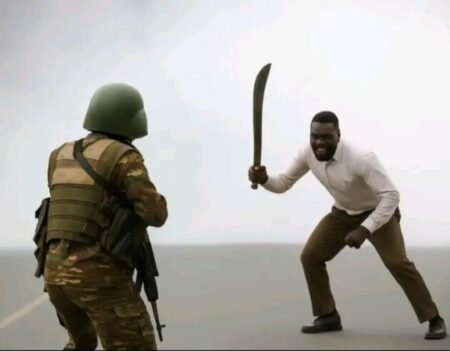 Ugandan protester filmed wielding machete