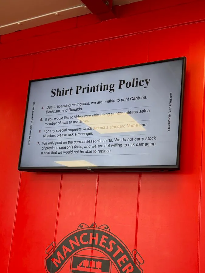Man United fans 'banned' from printing names of three legend players on new 2025/26 season kits 1 Inability to print the names of club legends Eric Cantona David Beckham or Cristiano Ronaldo