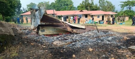 Protesters burn Mawego Police Station while carrying Albert Ojwang's coffin