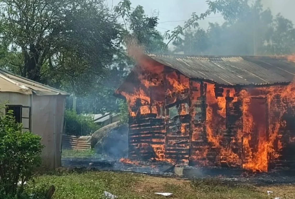 Protesters burn Mawego Police Station while carrying Albert Ojwang's coffin