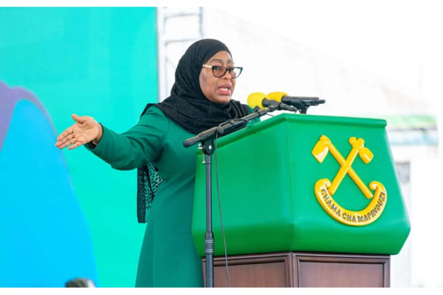 Tanzanian President-elect Samia Suluhu Hassan addressing post-election violence.