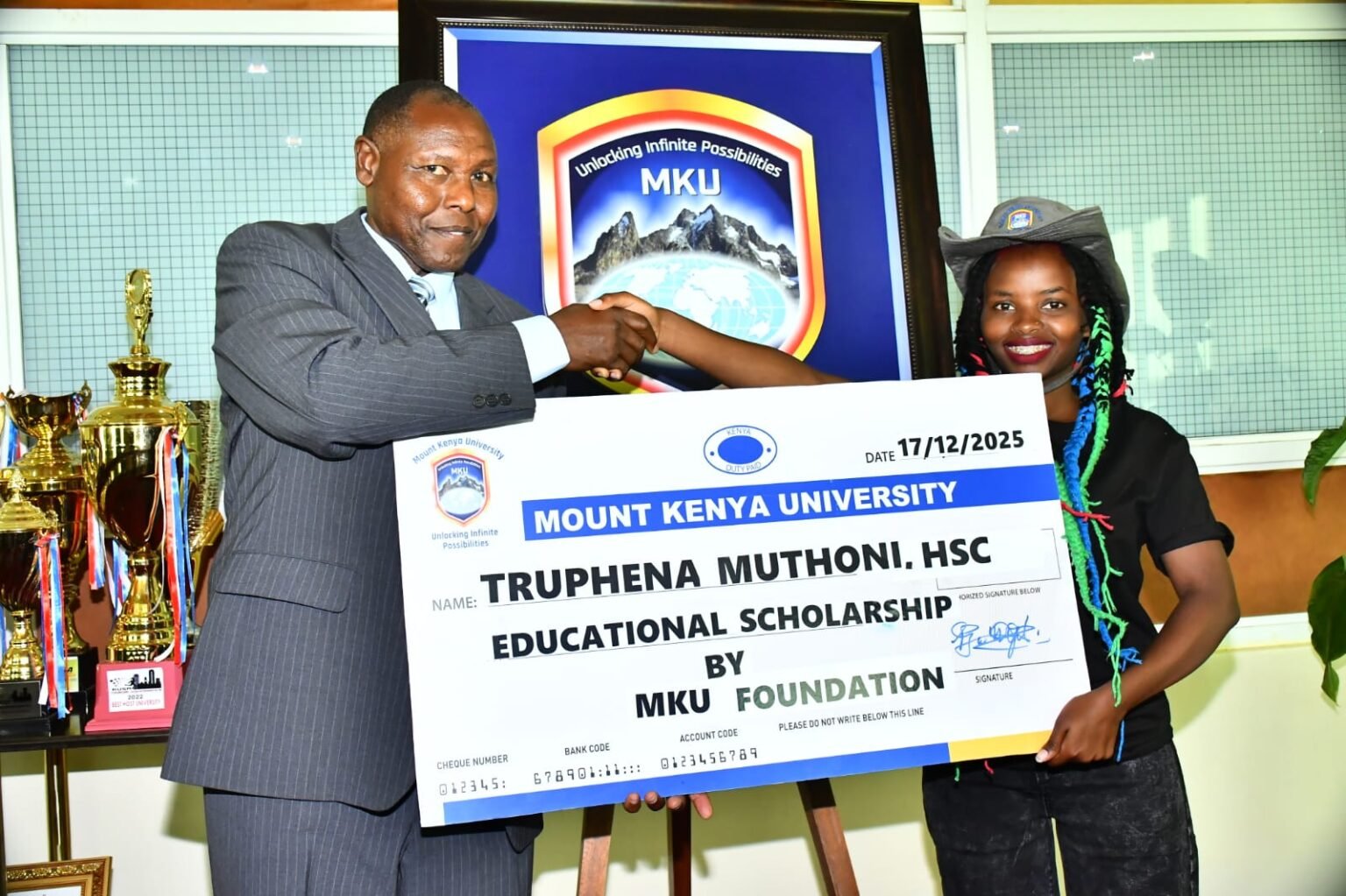 MKU awards full scholarship to environmental trailblazer Truphena Muthoni