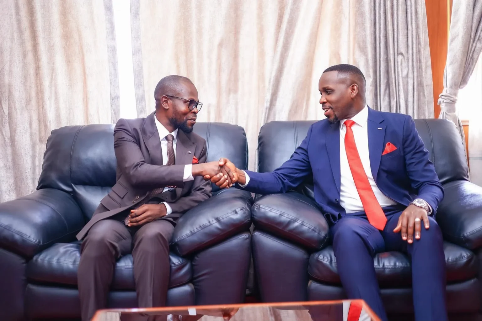 Luyimbazi Elias Nalukoola with Joel Ssenyonyi