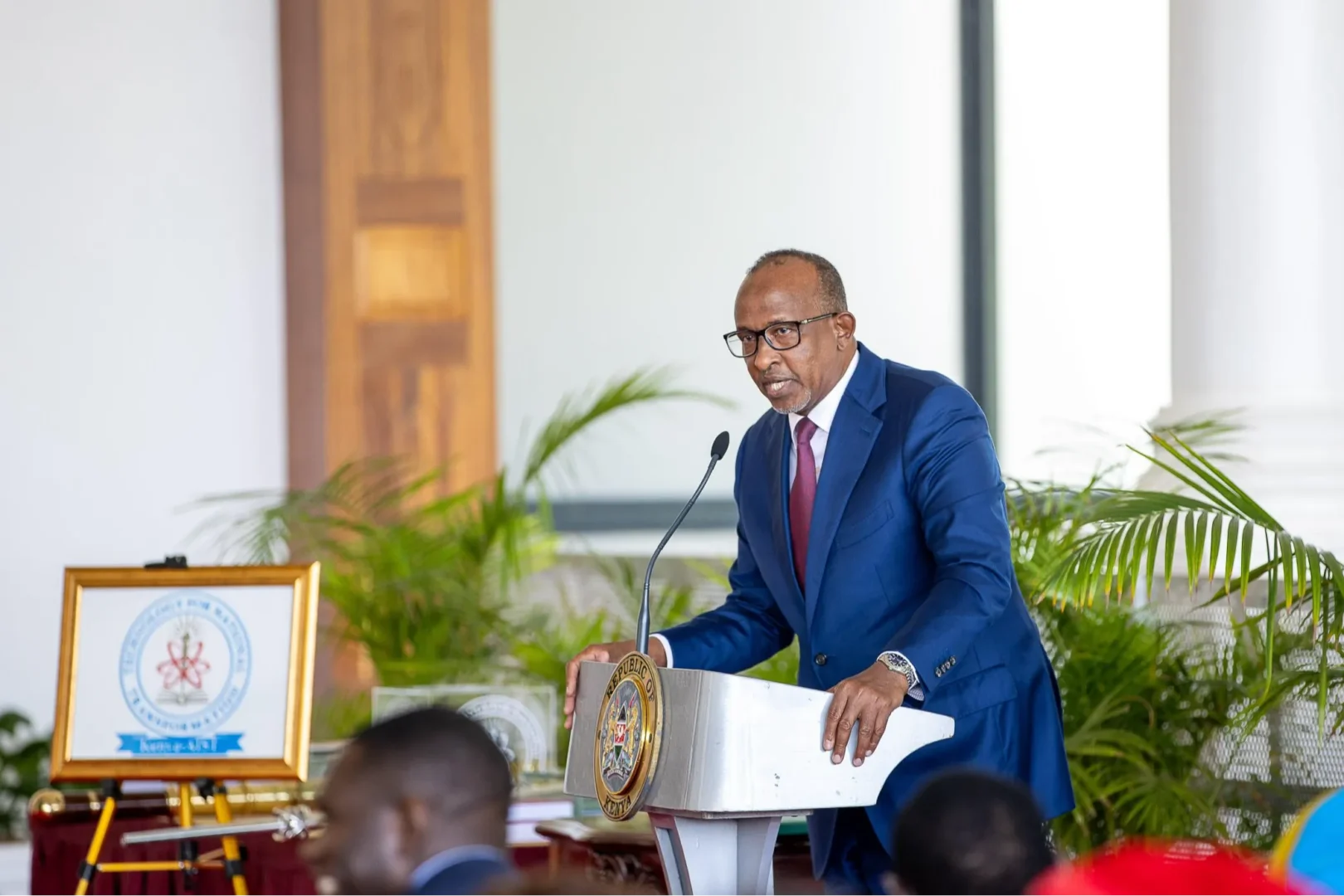 Health Cabinet Secretary Aden Duale address at State House, Nairobi.