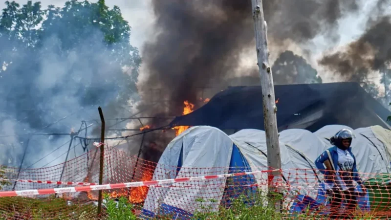Angry crowd burns Ebola hospital tents in DR Congo Angry crowd burns Ebola hospital tents in DR Congo
