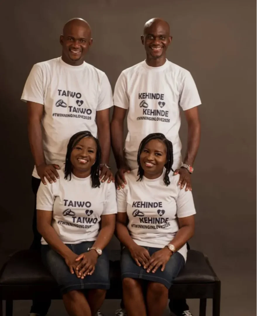 Twin brothers marry twin sisters in rare Nigerian double wedding