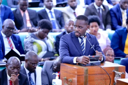Joel Ssenyonyi addressing Parliament on Muwanga Kivumbi's alleged rearrest