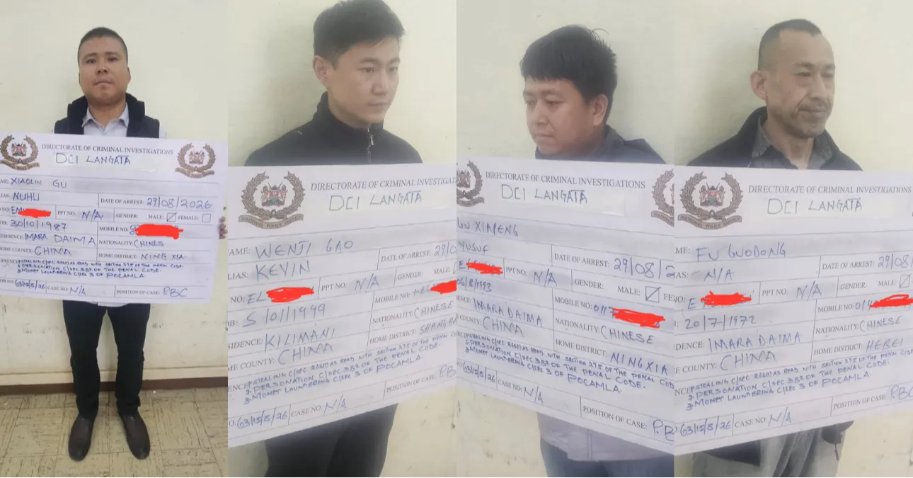 Four Chinese nationals arrested in Nairobi over SIM swapping, money laundering Four Chinese nationals arrested in Nairobi over SIM swapping, money laundering